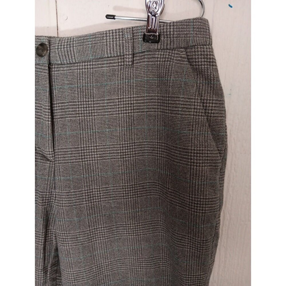 LL Bean Pants Classic Fit Womens Petite 12P Cotton Flannel Gray Houndstooth - Picture 3 of 7